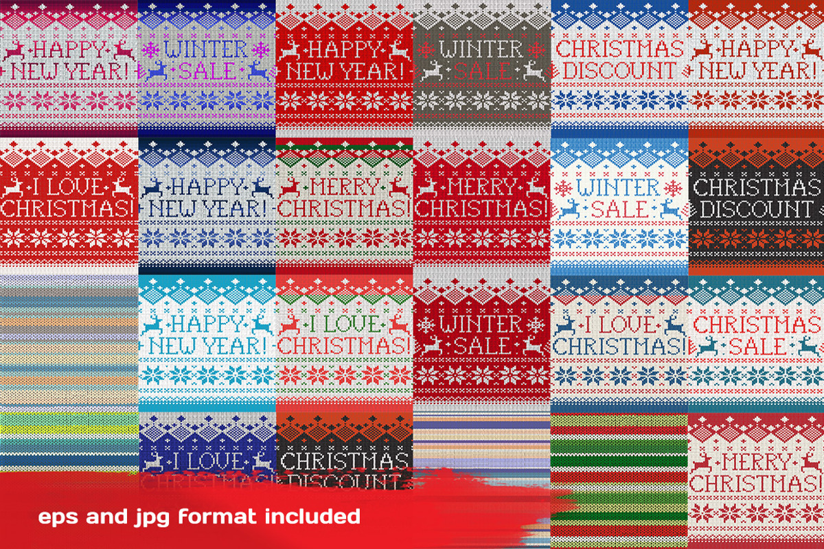 Knitted Cristmas Pattern Set preview 4