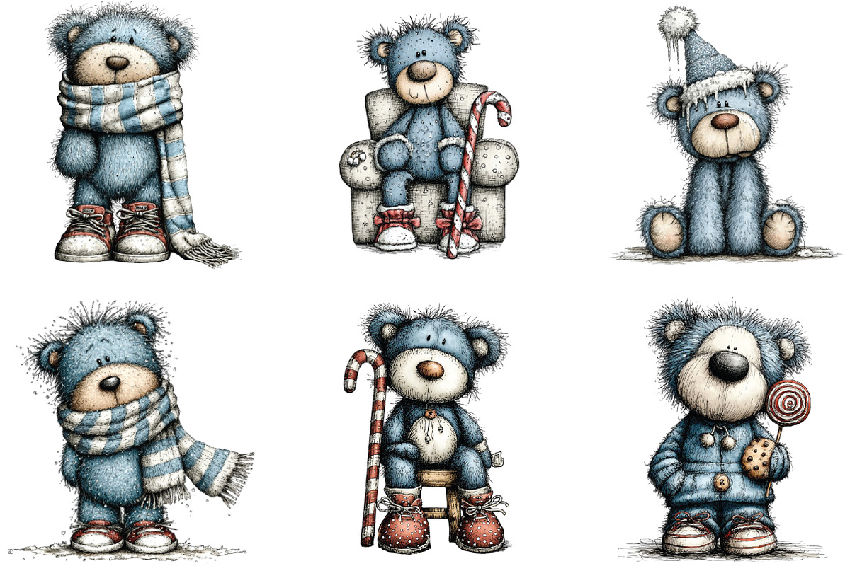 Christmas Teddy Bear Blue Clipart, an Illustration by CraftArtStudio (Photo 3 of 6)