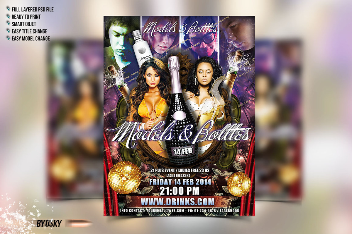 Models & Bottles, a Flyer Template by Osky
