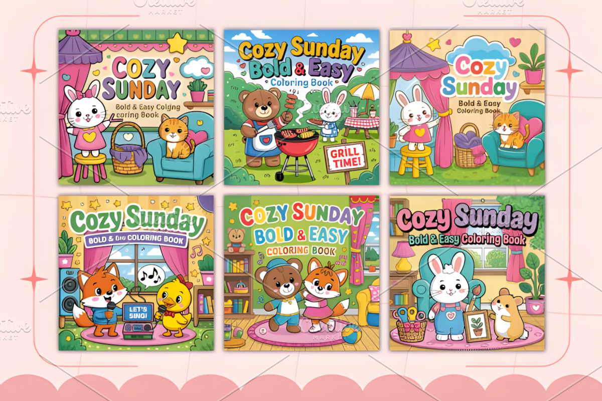 Cozy Sunday Bold & Easy Coloring, a Decorative Illustration by Ink Gallery (Photo 3 of 4)