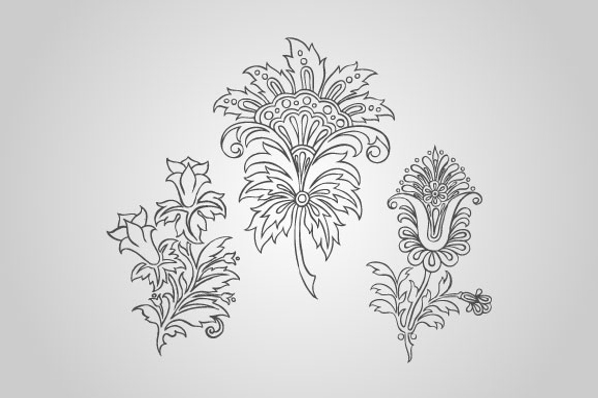 9 Paisley Floral Designs (Vector) preview 3