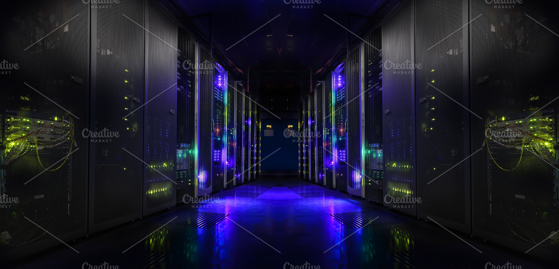 Modern server room symmetry ranks supercomputers light featuring business, a Technology Photo by VLADIMIRCARIBB