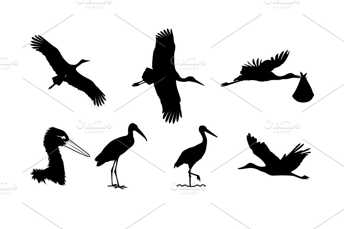 stork silhouette set design, a Branding & Logo Template by Atlantis X Nurman Arbai (Photo 2 of 2)