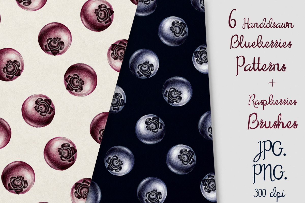 6 Blueberries Patterns & Brash, a Pattern Graphic by ZiziMarket (Photo 1 of 4)