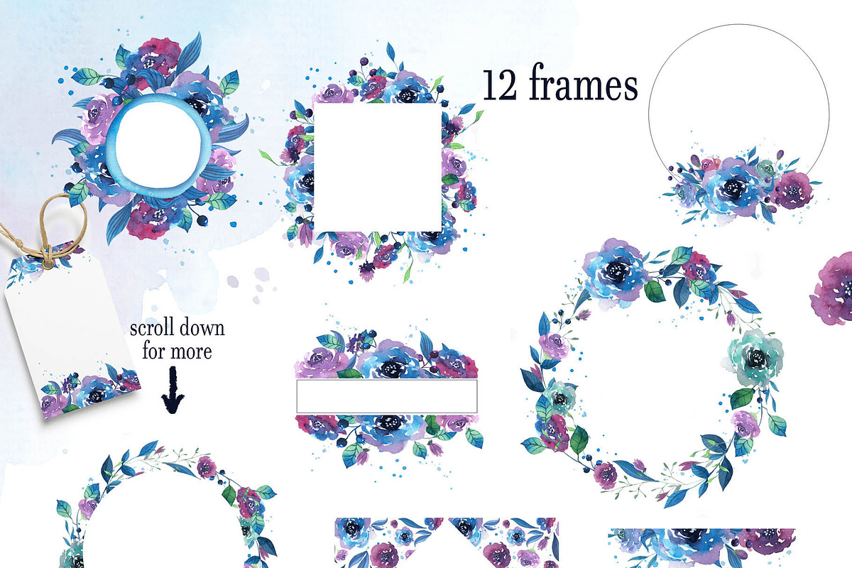 Twilight. Watercolor flowers., an Object Illustration by Daria's Magic World (Photo 3 of 5)