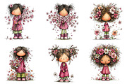 Girl & Flower Spring Clipart, an Illustration by Dream Creation (Thumbnail 5 of 7)