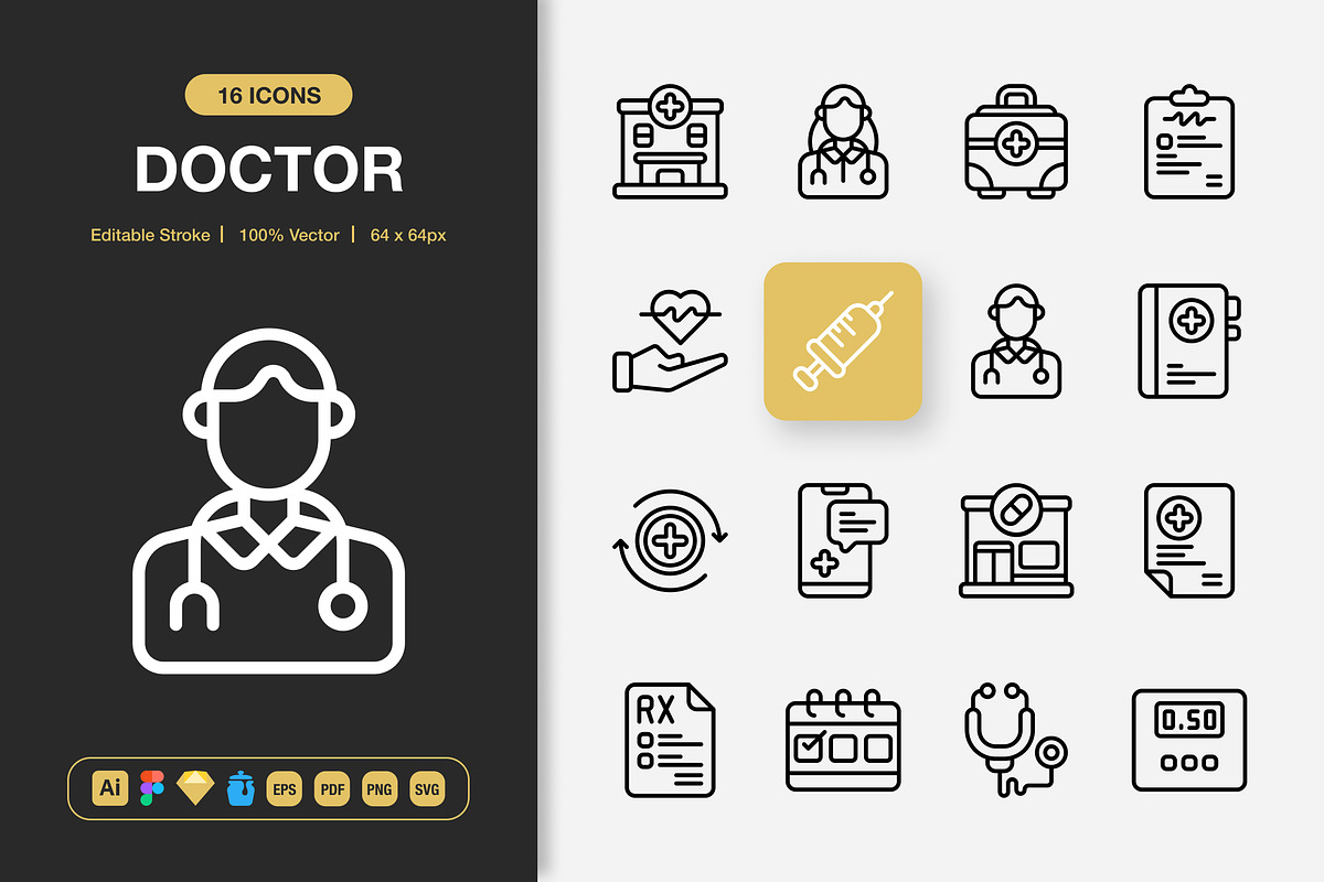 Doctor Icons, an Outline Icon by Spacepixel Creative