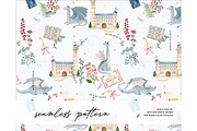 Dragon Castle Kingdom pattern, a Pattern Graphic by Milatoo (Thumbnail 1 of 4)
