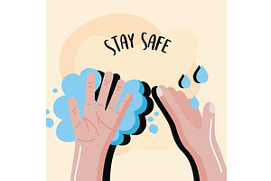 stay safe lettering campaign, a Healthcare Illustration by studiogstock