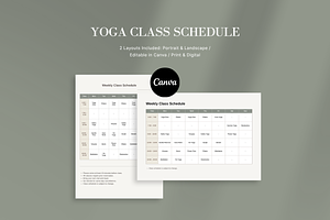 Yoga Class Schedule Template Canva