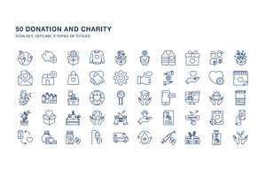 Donation And Charity Icon Set