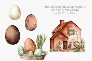 Rustic Easter Watercolor Clipart