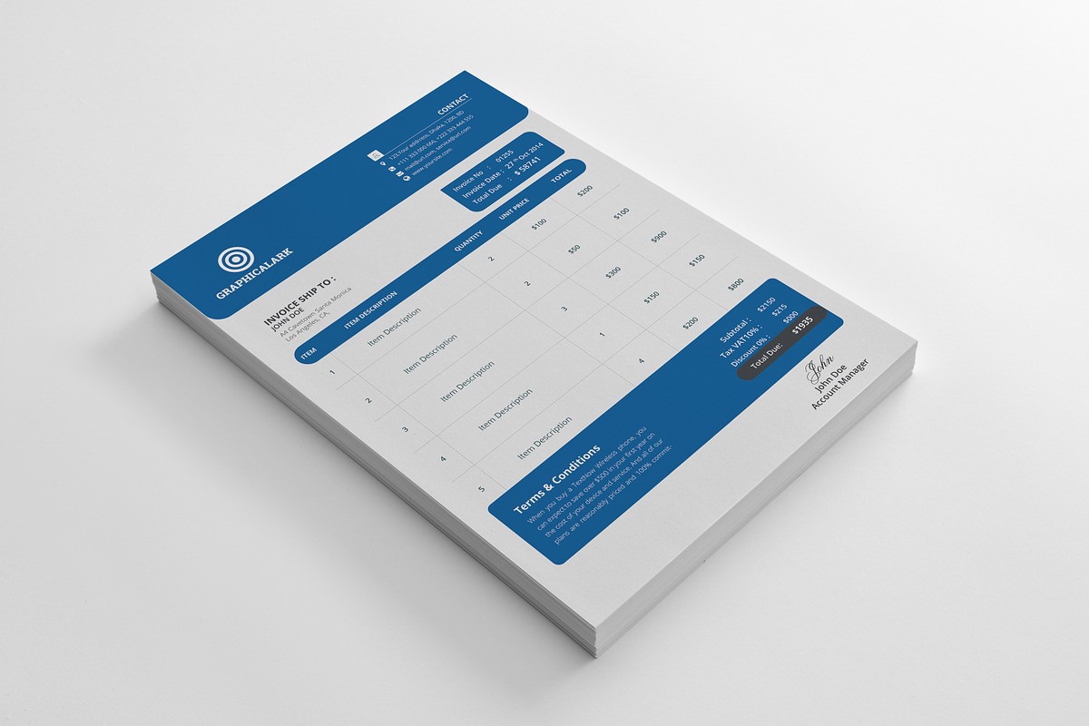 Invoice, a Stationery Template by Graphicalark (Photo 2 of 3)