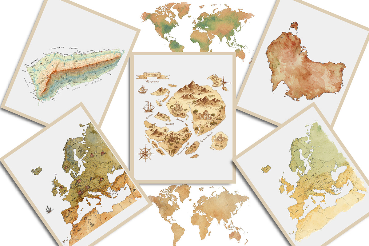 Old Maps Sublimation Clipart, an Illustration by Creative Art (Photo 4 of 9)