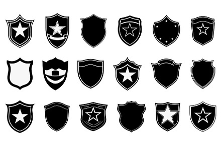 Police badge silhouettes. Black, a Graphic by LadadikArt