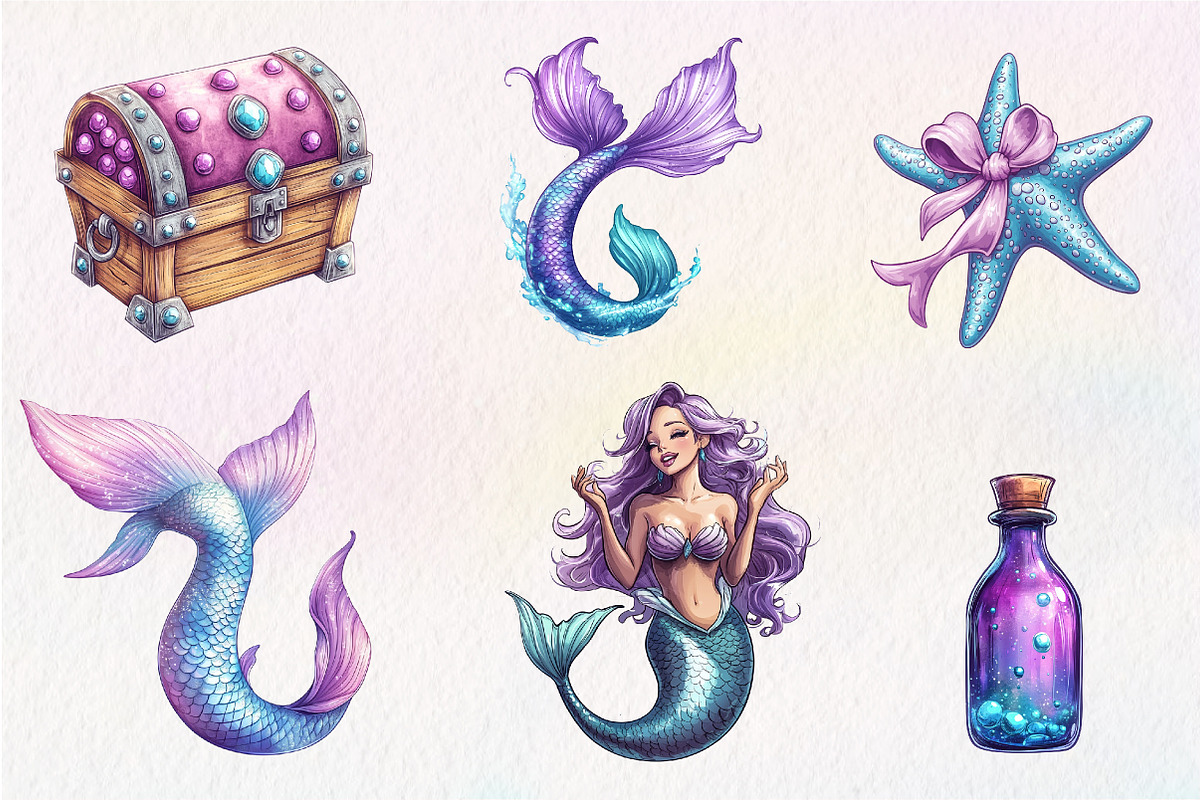 Magical Mermaid Sublimation Bundle, an Illustration by CreationArt (Photo 3 of 5)