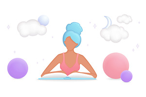 Woman Reading Book with Dreamy, an Education Illustration by Lemberg Vector