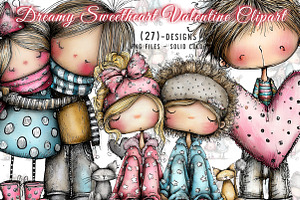 Dreamy Sweetheart Valentine Clipart, an Illustration by CreationArt