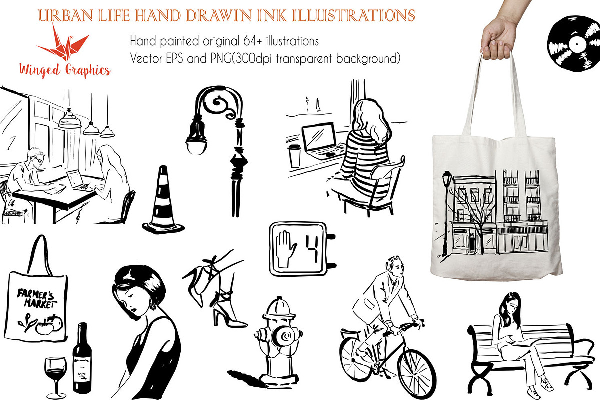 Urban life hand drawn illustrations, a Person Illustration by Winged Graphics (Photo 1 of 5)