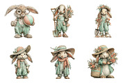 Whimsical summer bunny clipart, an Illustration by SinaCreation (Thumbnail 2 of 11)