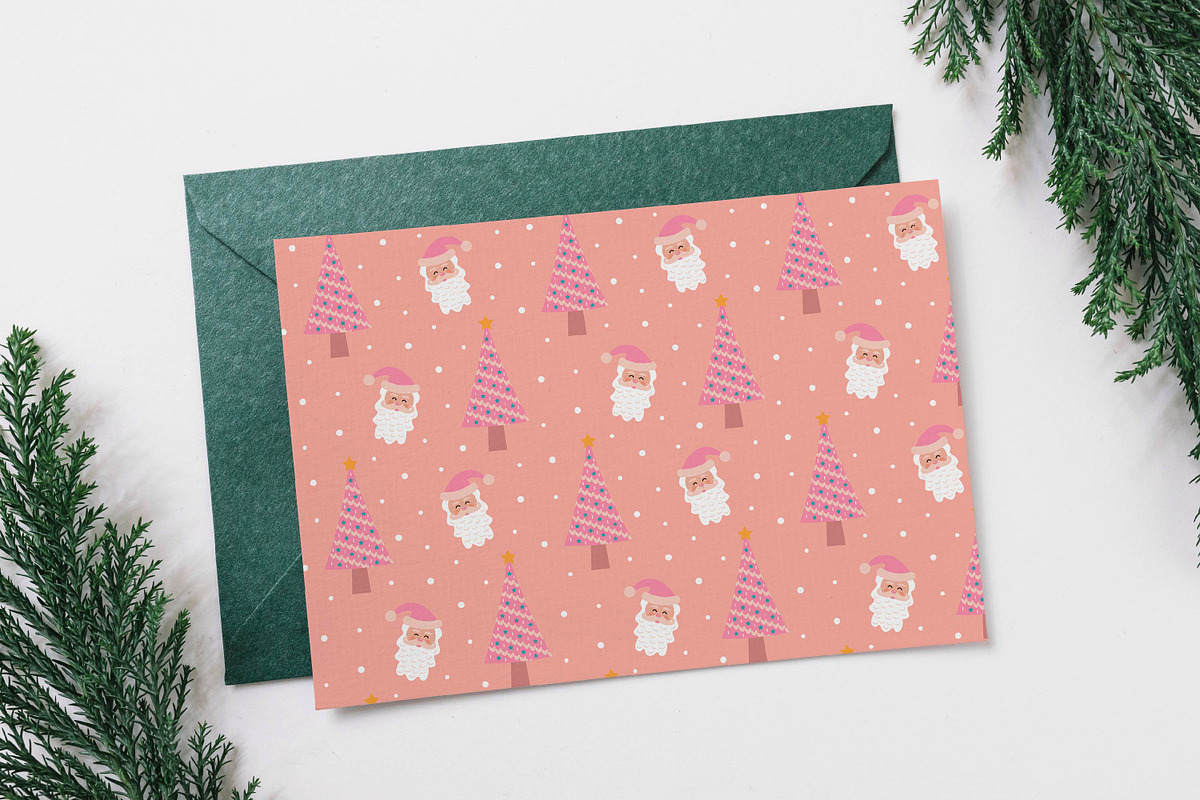 Pink Christmas tree seamless pattern, a Pattern Graphic by JulyGart (Photo 3 of 5)