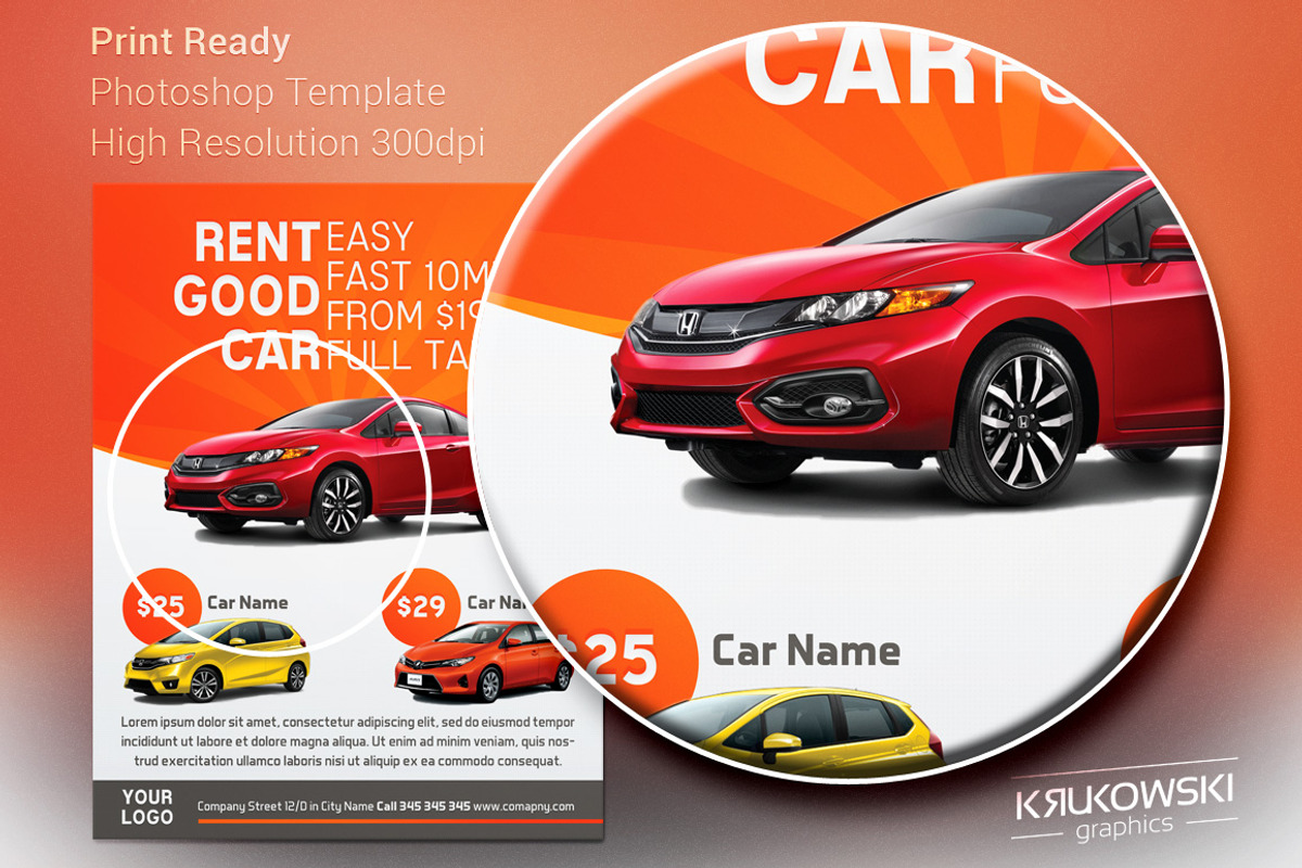 Car Rental Flyer Template, a Flyer Template by Krukowski Graphics (Photo 2 of 3)