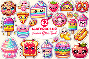 Kawaii Glitter Food Clipart Bundle, an Illustration by Dream Creation (Thumbnail 1 of 6)