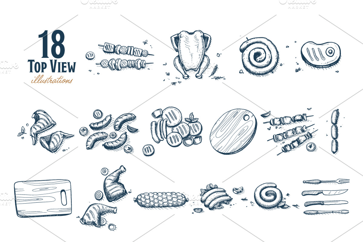 Barbecue hand drawn illustration set, a Food Illustration by Alfazet Chronicles (Photo 5 of 8)