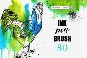 Ink pen Brush for illustrator, a Brush Add-On by DigitalDream (Thumbnail 1 of 3)