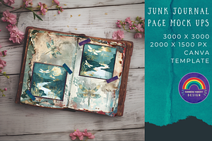 Junk Journal Pages Canva Mock Up, a Marketing Template by Rainbow Makery Design