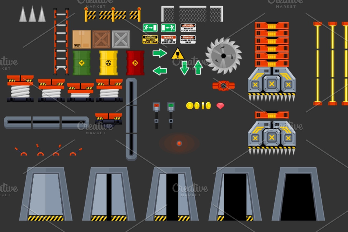 Platformer Game Tile Set 12, an Illustration by pzUH (Photo 2 of 5)