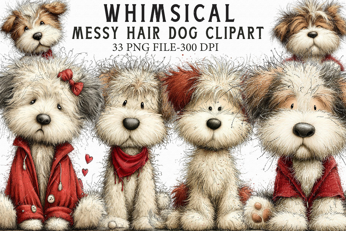 Whimsical Messy Hair Dog Clipart, an Illustration by Libby Wishes (Photo 1 of 7)