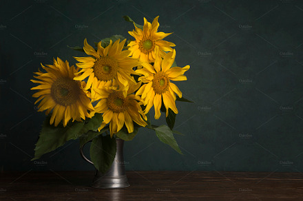 Bouquet of sunflowers as still life