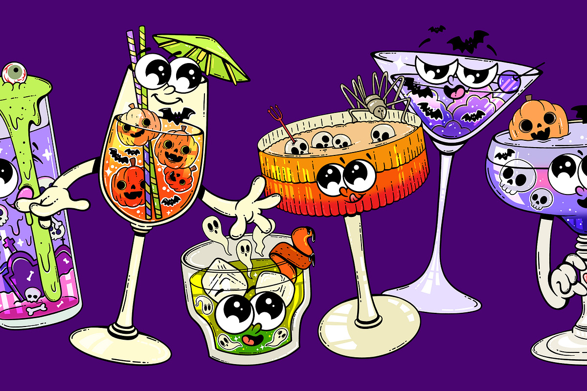 Cute Halloween Cocktail Clipart Set, an Illustration by Alina Sh (Photo 5 of 8)