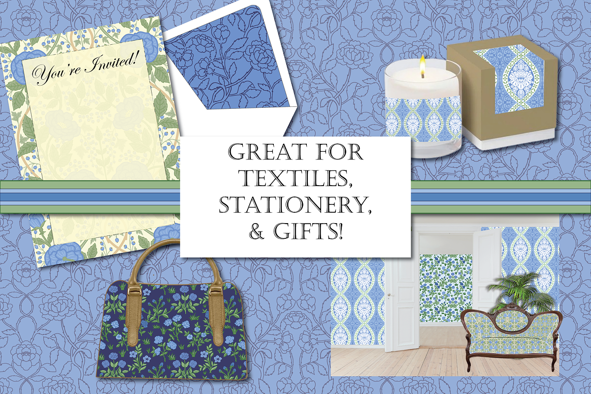 William Morris Blue & Green Pattern2, a Pattern Graphic by RachelStudio (Photo 9 of 10)