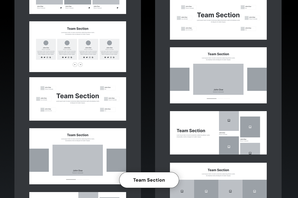 Unique Website Sections Kit in Figma, a Wireframe Template by nwdigitalstore (Photo 14 of 14)
