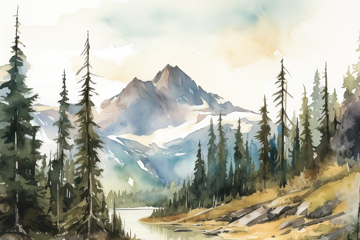 Watercolor Mountain Landscape, a Background Graphic by Printable Treasure (Photo 4 of 7)
