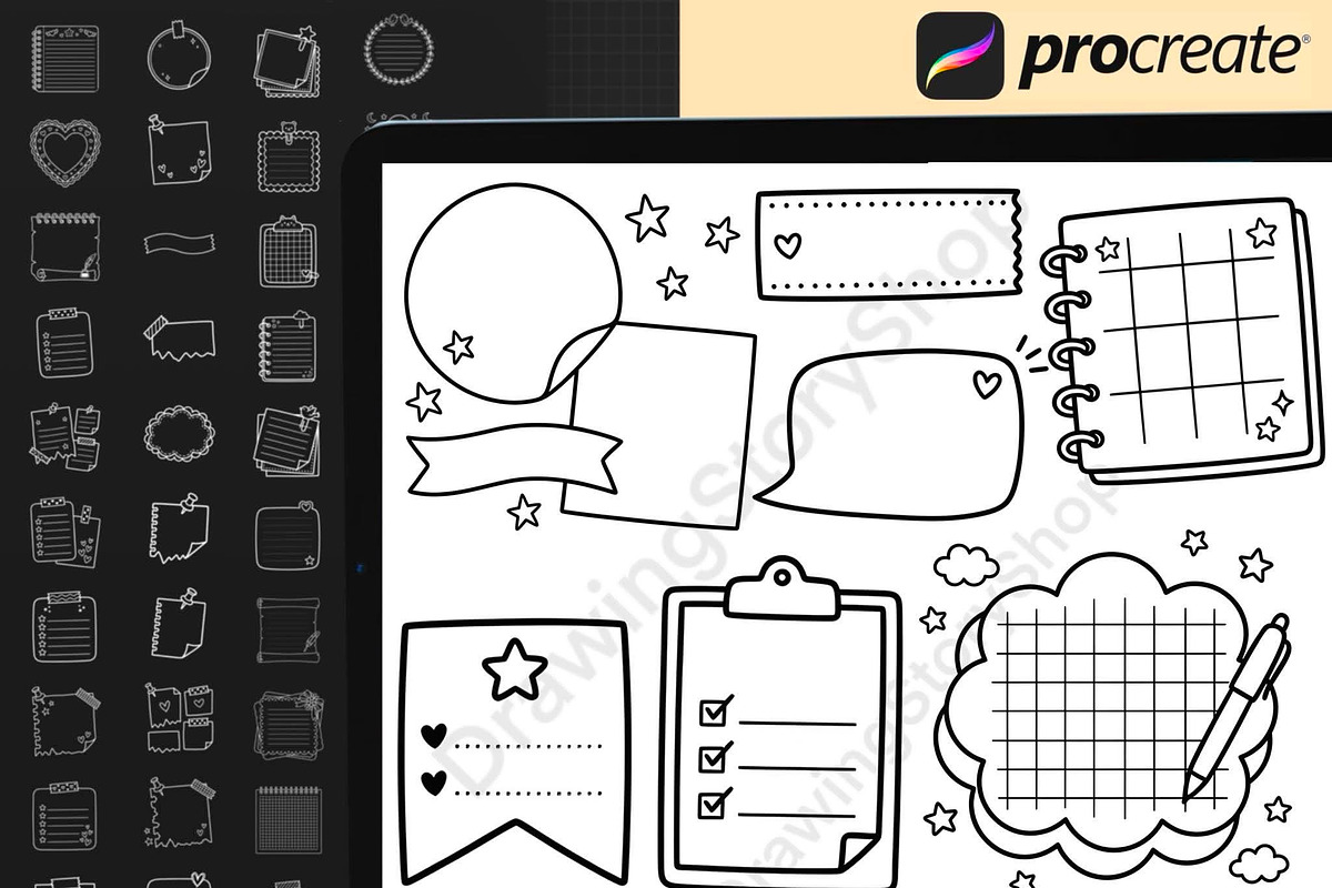 200 Procreate Kawaii Planner Stamps, a Brush Add-On by DrawingStoryShop (Photo 4 of 6)