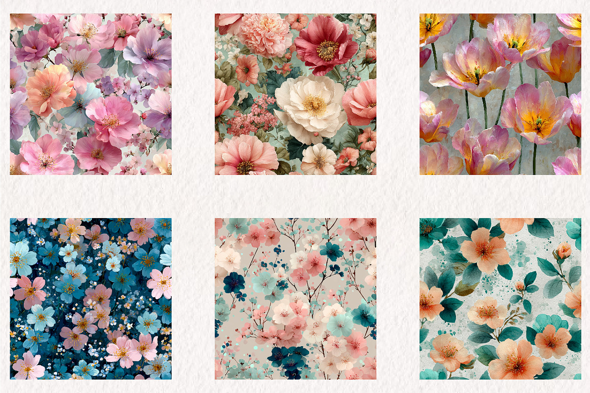 Spring Florals Seamless Digital Pape, a Pattern Graphic by CreationArt (Photo 5 of 7)
