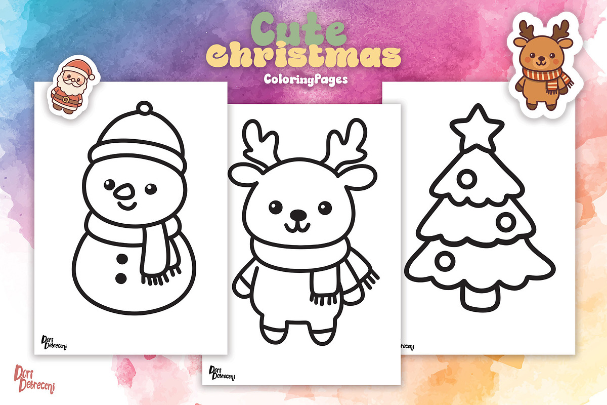 Cute Christmas Coloring Pages, a Graphic by Dori Debreceni draws (Photo 6 of 6)