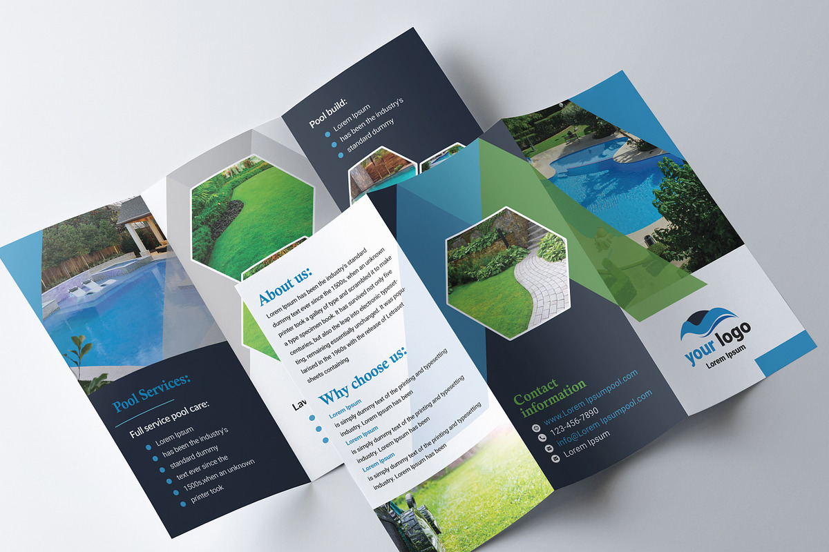 Pool & Garden Service Trifold Brochu, a Brochure Template by AfzaalGraphics (Photo 4 of 4)