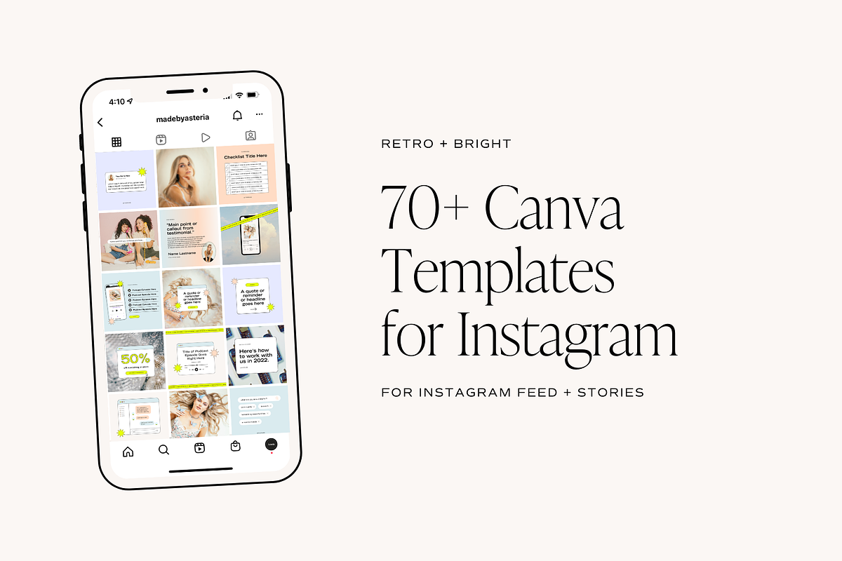 Retro + Bright Instagram Templates, a Social Media Template by Madewest Supply Co. (Photo 4 of 7)