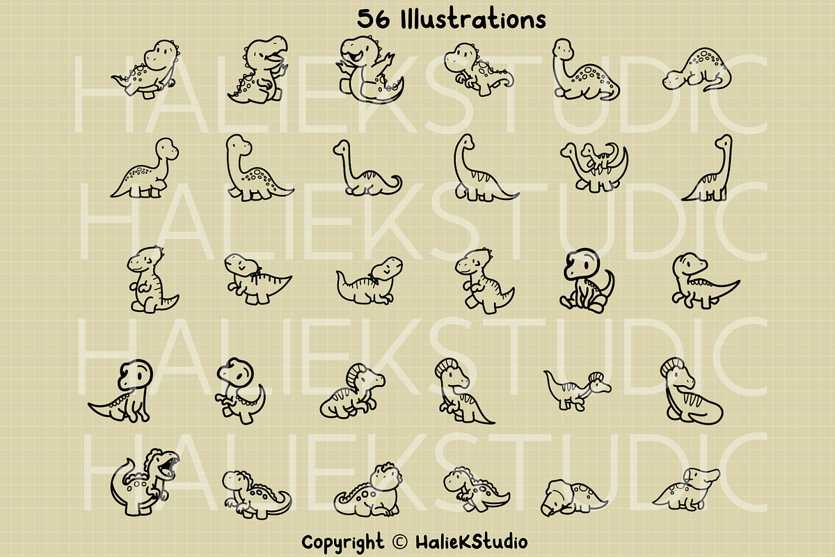 Dinosaurs Vol. 3 SVG Illustrations, an Animal Illustration by HalieKStudio (Photo 2 of 9)