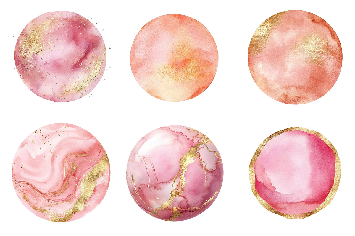 Pink Gold Round Shapes Clipart, an Illustration by SinaCreation (Photo 2 of 5)