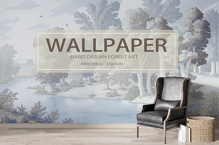 Abstract Forest Art Wallpaper Set