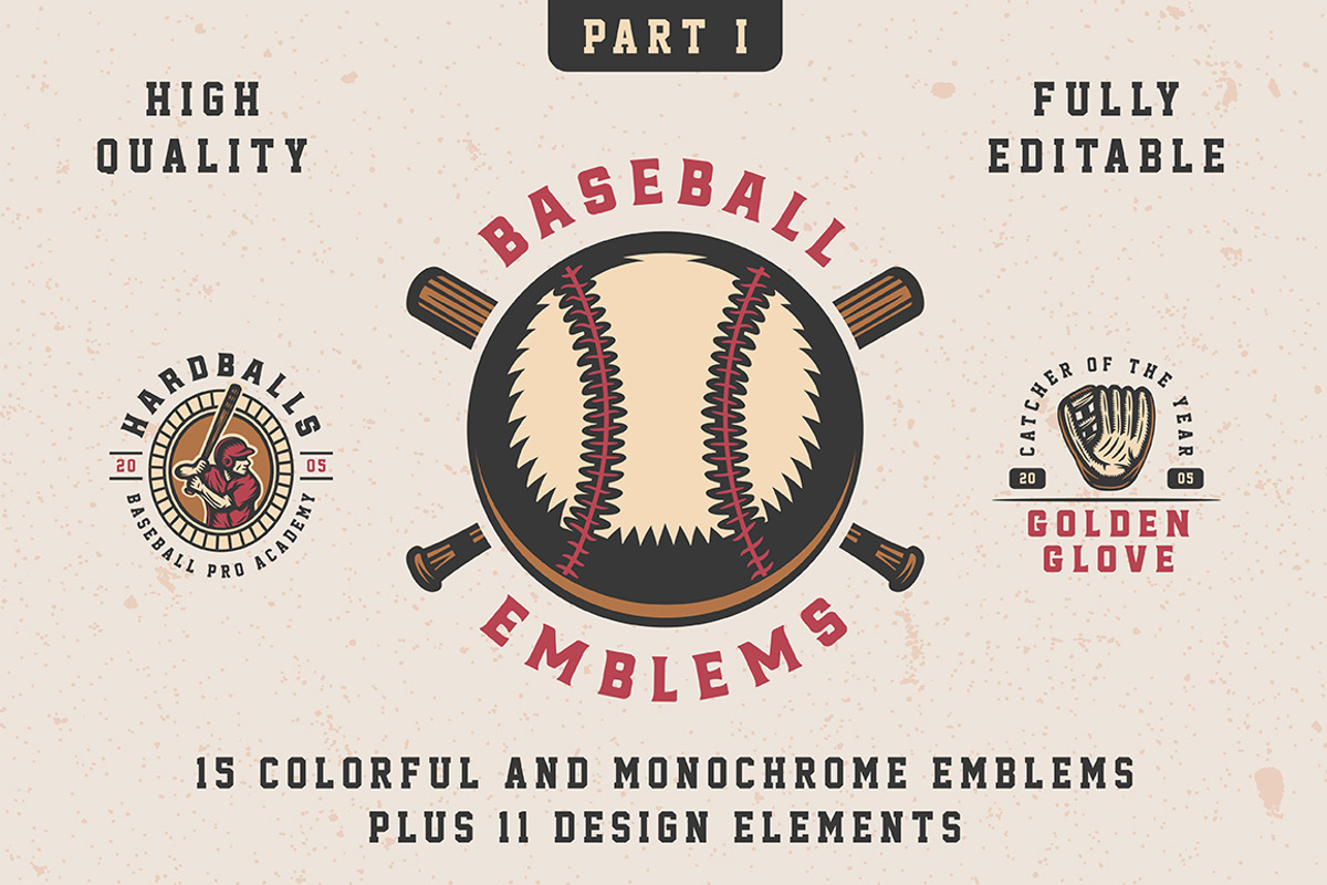 Baseball Emblems Part 1, a Branding & Logo Template by AkimD (Photo 1 of 6)
