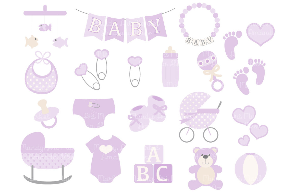 Vector Baby Clipart in Lavender, an Illustration by Amanda Ilkov (Photo 2 of 2)