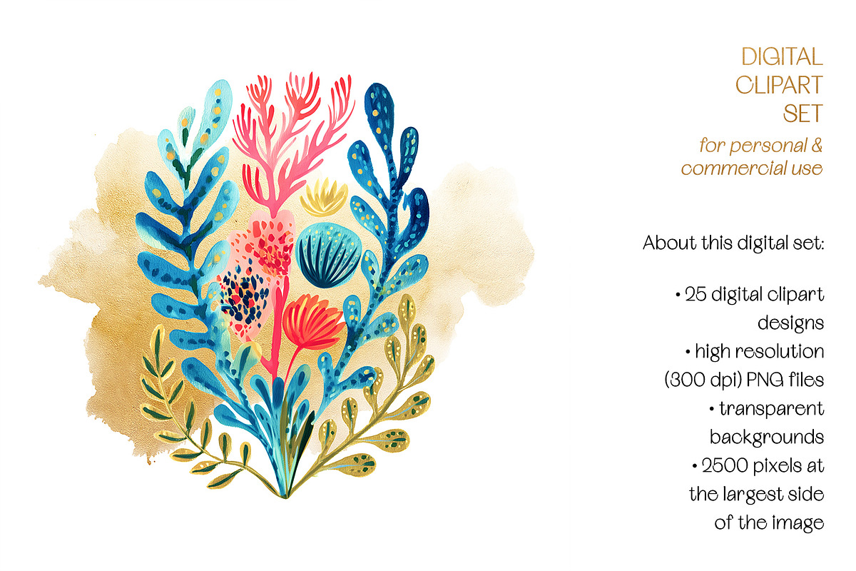 Tropical Folk Art Reef Clipart, a Decorative Illustration by The Dutch Lady Designs (Photo 3 of 10)