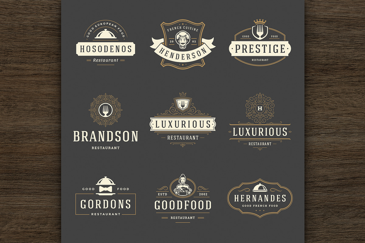 36 Restaurant Logos and Badges, a Branding & Logo Template by Vasya Kobelev (Photo 7 of 19)