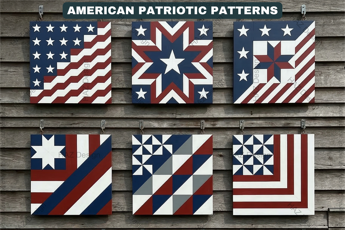 American Patriotic Barn Quilt Patter, a Pattern Graphic by AtacanDigital (Photo 4 of 4)